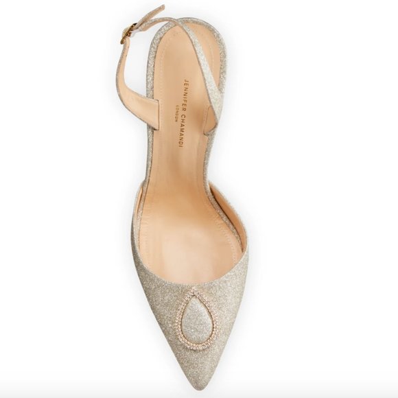 NWT Jennifer Chamandi Vittorio 105mm Glitter Slingback Pumps (5.5B / 35.5EU) - Picture 4 of 10